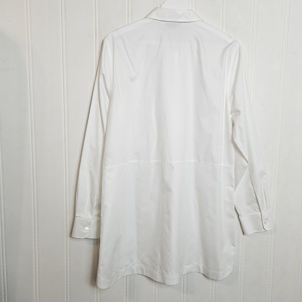 Foxcroft Top Womens Size 14 White Heritage Non-Iron Oxford Tunic Relaxed Shirt - Picture 8 of 15